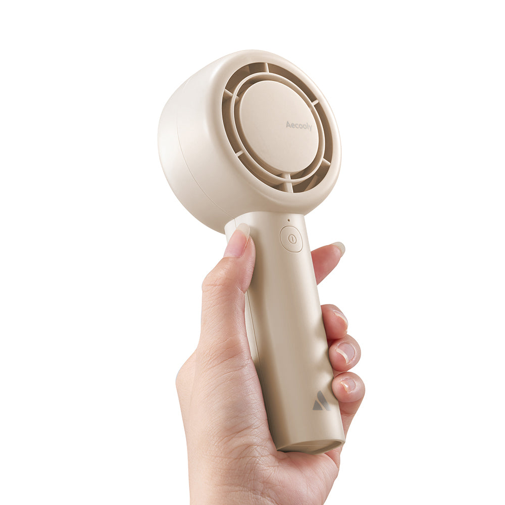 Aecooly PB01 İç Spiralli Çift Halka Hava Akışı Teknolojili 5 Kademeli Portatif Soğutucu El Fanı Bej