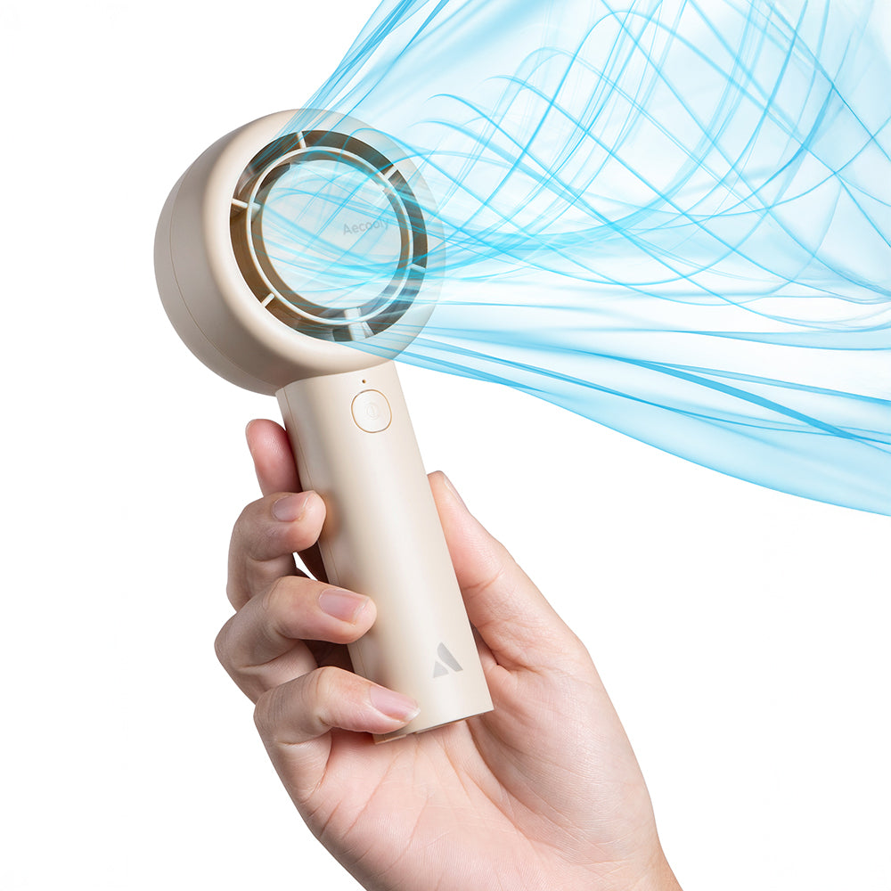 Aecooly PB01 İç Spiralli Çift Halka Hava Akışı Teknolojili 5 Kademeli Portatif Soğutucu El Fanı Siyah