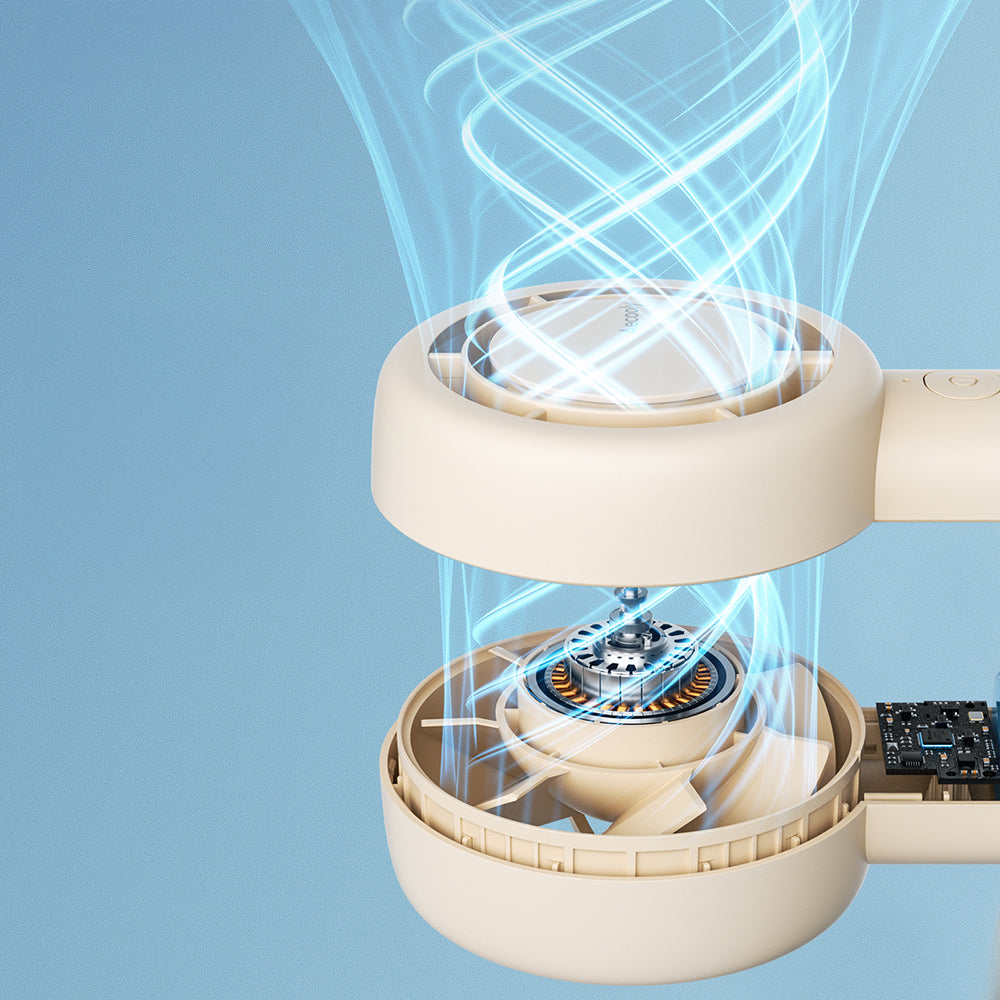 Aecooly PB01 İç Spiralli Çift Halka Hava Akışı Teknolojili 5 Kademeli Portatif Soğutucu El Fanı Siyah