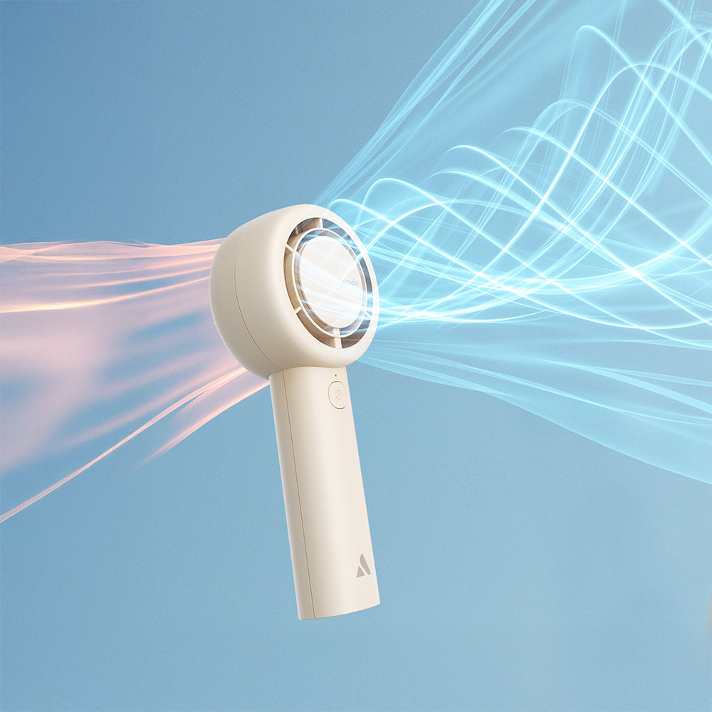 Aecooly PB01 İç Spiralli Çift Halka Hava Akışı Teknolojili 5 Kademeli Portatif Soğutucu El Fanı Bej