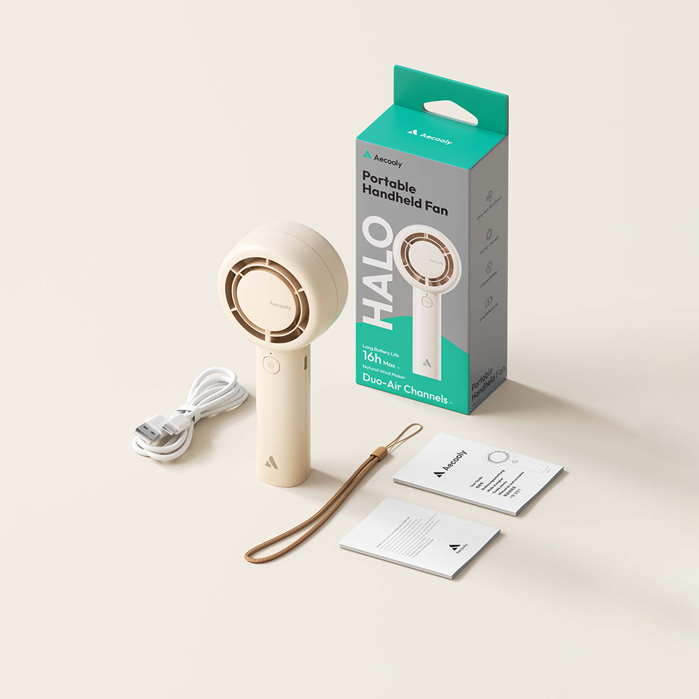 Aecooly PB01 İç Spiralli Çift Halka Hava Akışı Teknolojili 5 Kademeli Portatif Soğutucu El Fanı Siyah