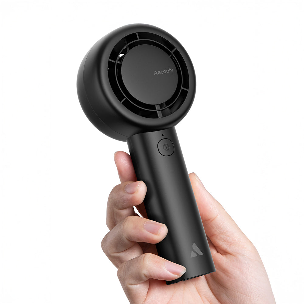 Aecooly PB01 İç Spiralli Çift Halka Hava Akışı Teknolojili 5 Kademeli Portatif Soğutucu El Fanı Siyah