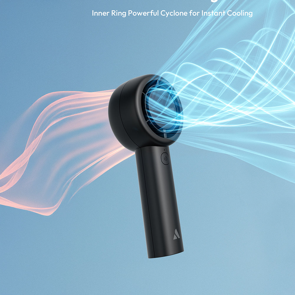 Aecooly PB01 İç Spiralli Çift Halka Hava Akışı Teknolojili 5 Kademeli Portatif Soğutucu El Fanı Bej