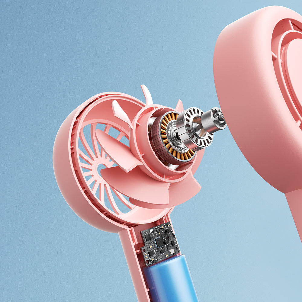 Aecooly PB01 İç Spiralli Çift Halka Hava Akışı Teknolojili 5 Kademeli Portatif Soğutucu El Fanı Bej