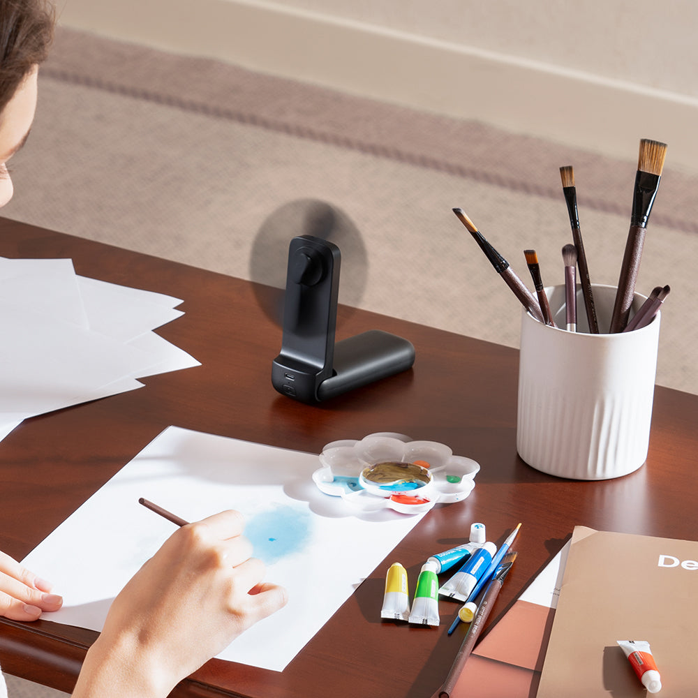 Aecooly PF01 Katlanabilen 3 Kademeli Portatif Soğutucu El Fanı Siyah