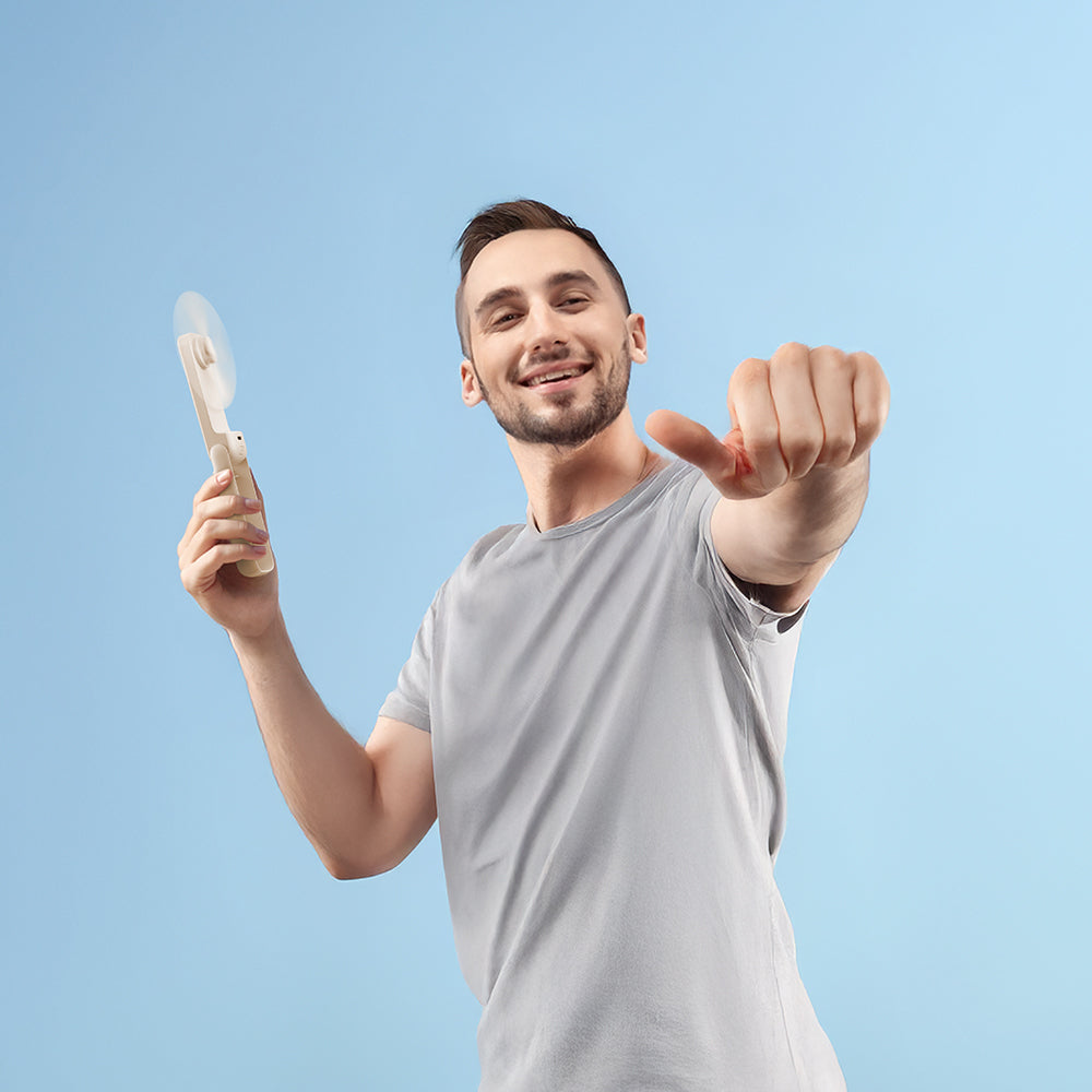 Aecooly PF01 Katlanabilen 3 Kademeli Portatif Soğutucu El Fanı Bej