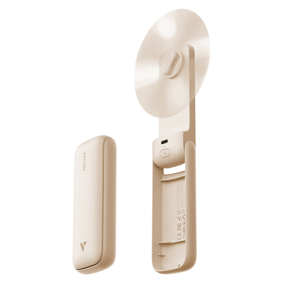 Aecooly PF01 Katlanabilen 3 Kademeli Portatif Soğutucu El Fanı Bej