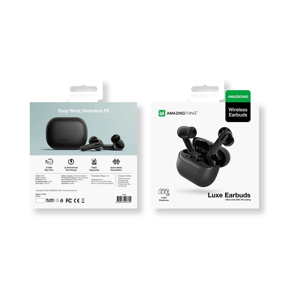 Amazingthing Amazsound Luxe ENC Teknolojili Kulak İçi Bluetooth Kulaklık v5.4 Siyah