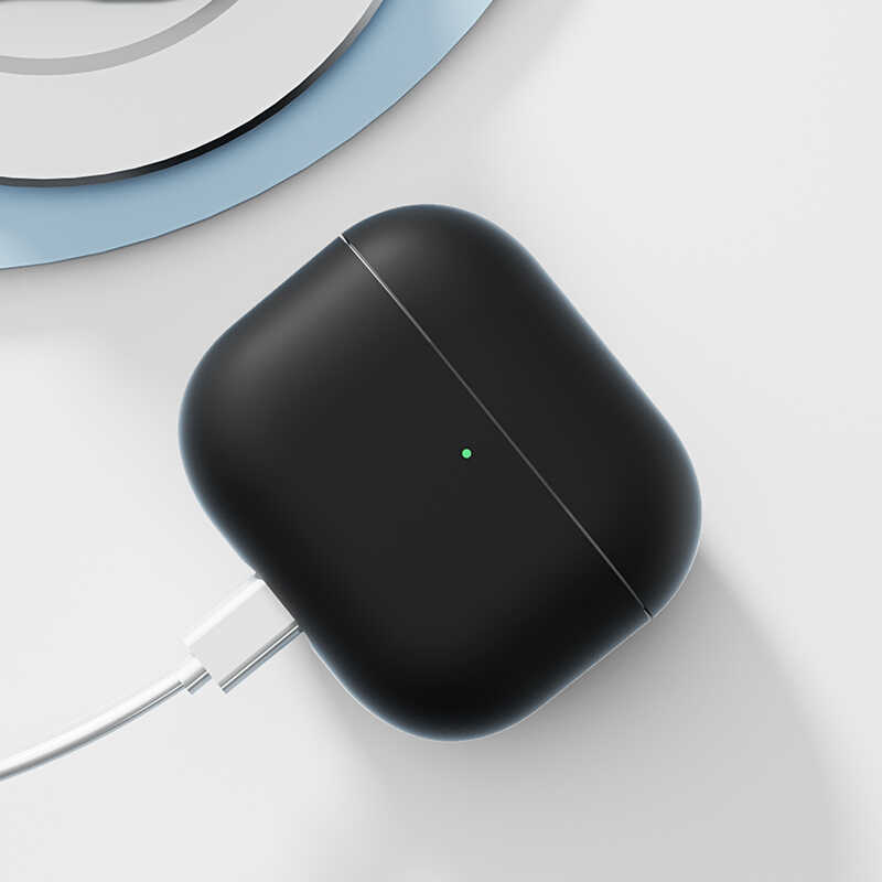 Apple Airpods 3 Kılıf Benks Liquid Silikon PC Kapak Gri