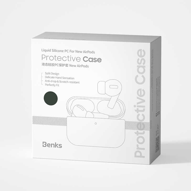 Apple Airpods 3 Kılıf Benks Liquid Silikon PC Kapak Siyah