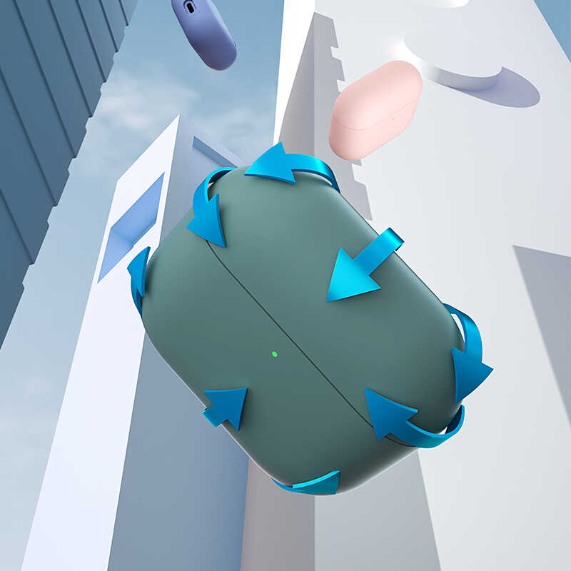 Apple Airpods 3 Kılıf Benks Liquid Silikon PC Kapak Yeşil