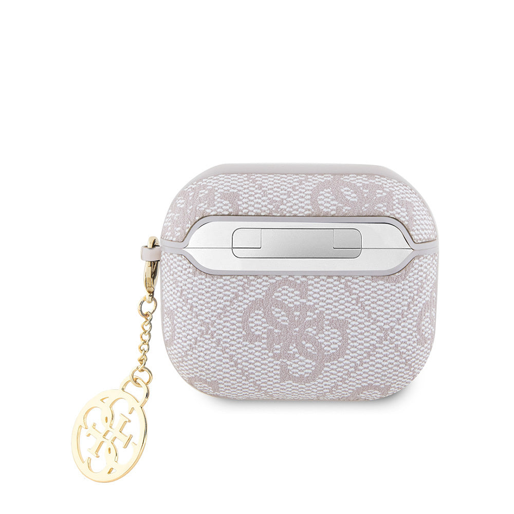 Apple Airpods 3.Nesil Kılıf Guess Orjinal Lisanslı PU Deri 4G Desenli 4G Sade Askılı Kılıf Mavi