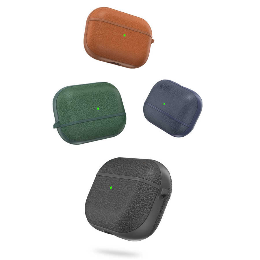 Apple Airpods 3.Nesil Kılıf Wiwu Calfskin Kılıf Lacivert