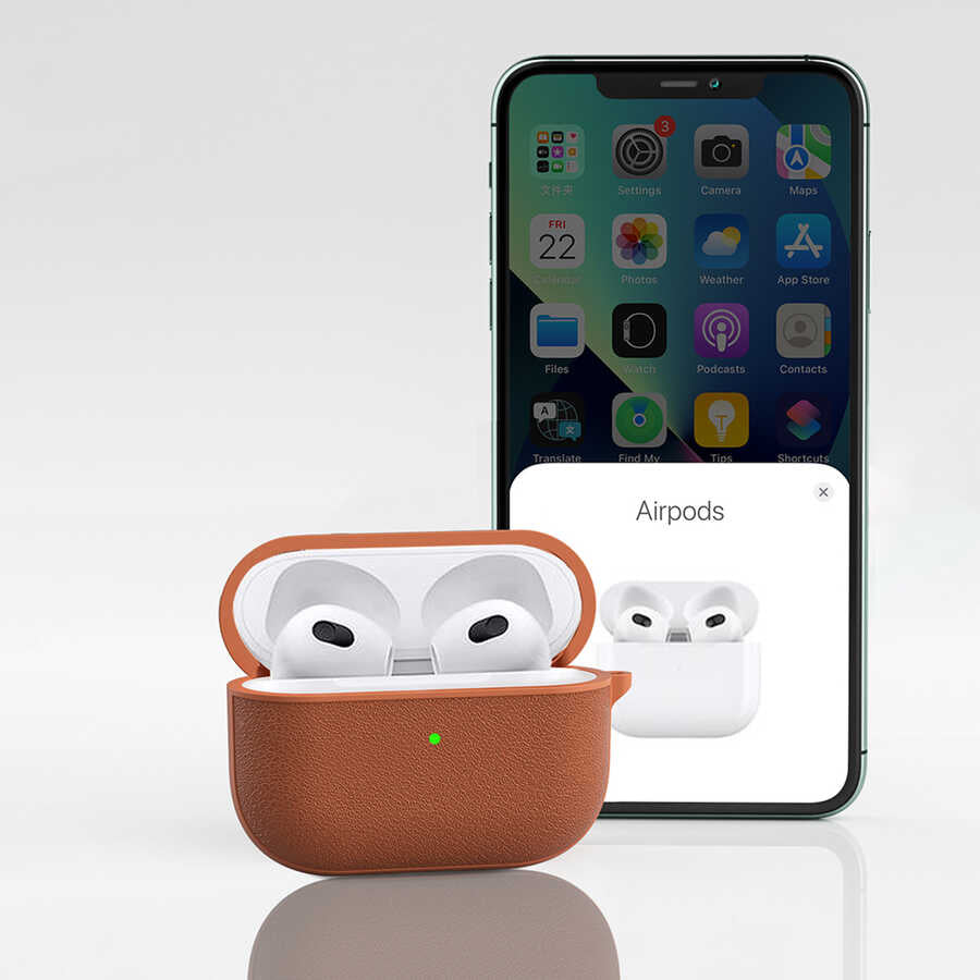 Apple Airpods 3.Nesil Kılıf Wiwu Calfskin Kılıf Yeşil