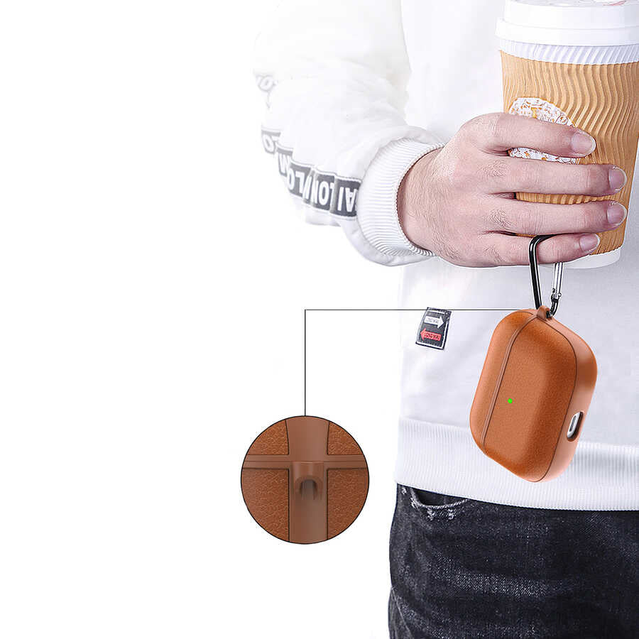 Apple Airpods 3.Nesil Kılıf Wiwu Calfskin Kılıf Siyah