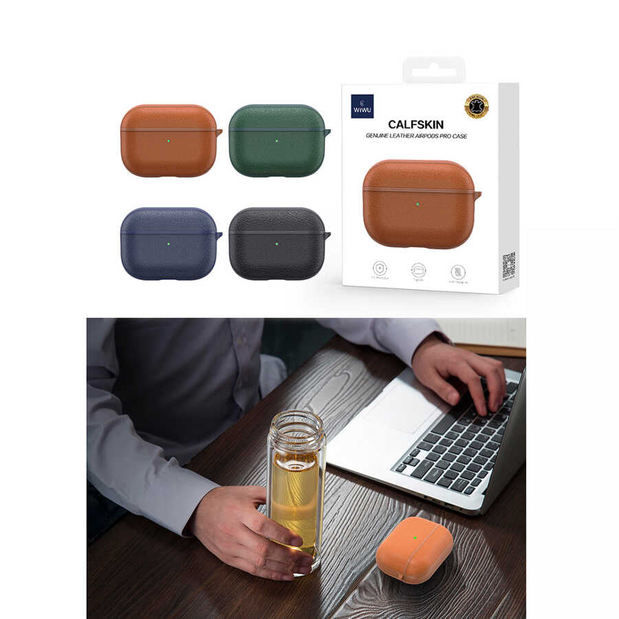 Apple Airpods 3.Nesil Kılıf Wiwu Calfskin Kılıf Siyah