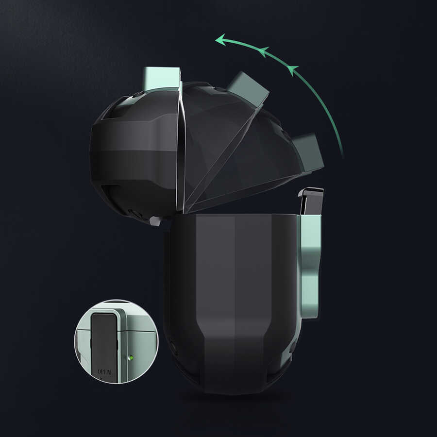 Apple Airpods 3.Nesil Kılıf Wiwu Mecha Kılıf Siyah-Yeşil