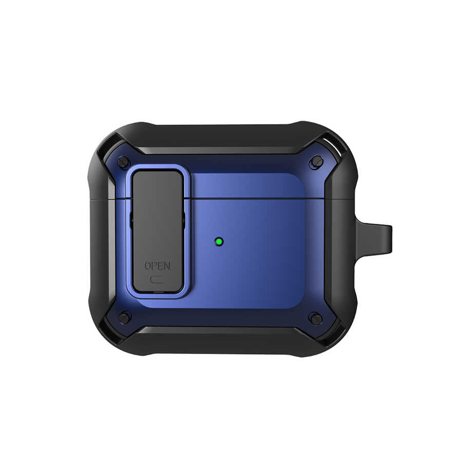 Apple Airpods 3.Nesil Kılıf Wiwu Mecha Kılıf Siyah-Mavi