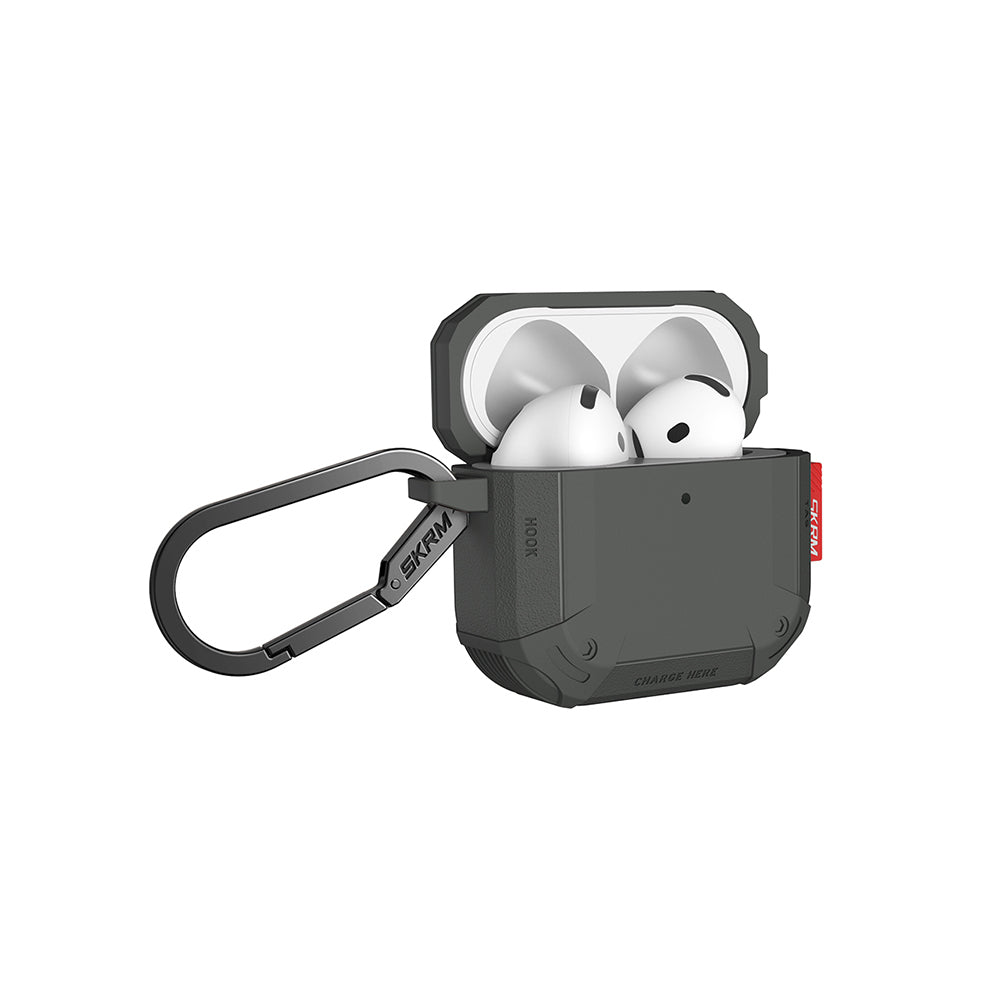 Apple Airpods 4 Kılıf Airbagli Yivli Köşe Tasarımlı 360 Derece Tam Koruma Skinarma Mecha CE Kılıf Pembe