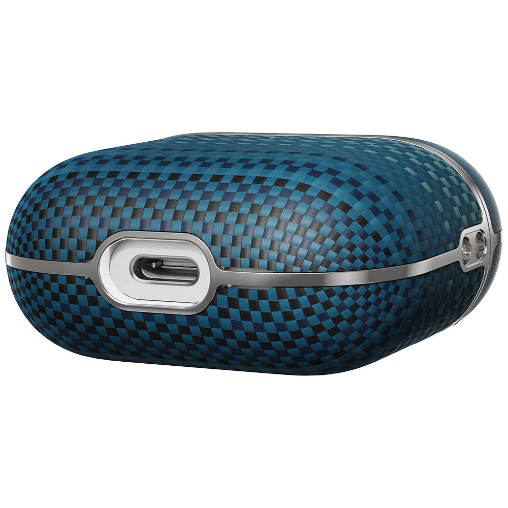 Apple Airpods 4 Kılıf Aramid Fiber Pitaka Tactile Woven Sunset-Moonrise Serisi Kapak Mavi