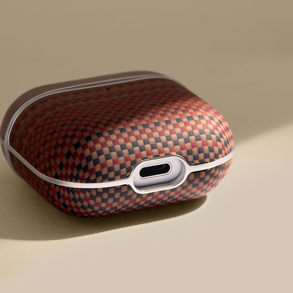Apple Airpods 4 Kılıf Aramid Fiber Pitaka Tactile Woven Sunset-Moonrise Serisi Kapak Mavi