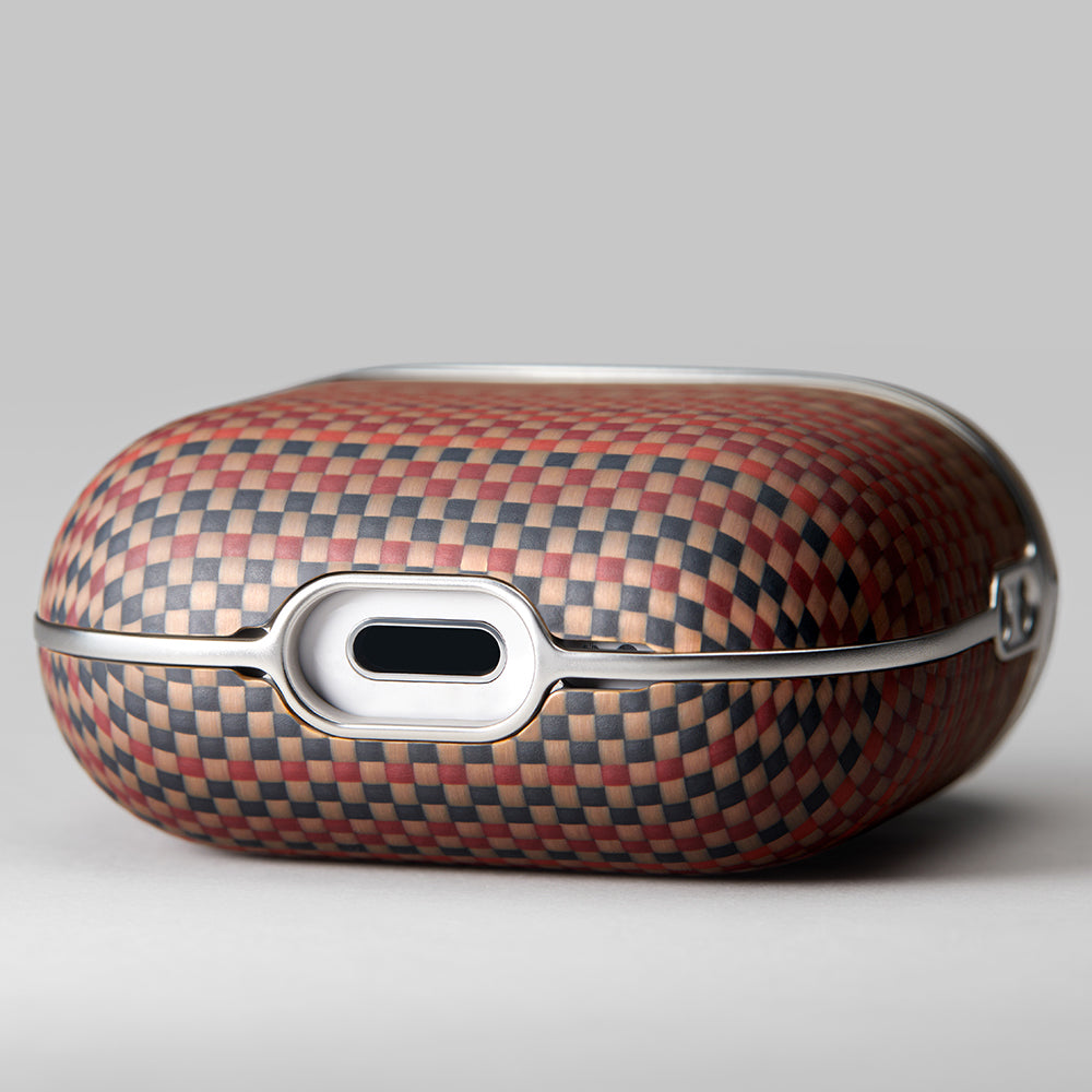 Apple Airpods 4 Kılıf Aramid Fiber Pitaka Tactile Woven Sunset-Moonrise Serisi Kapak Kahverengi