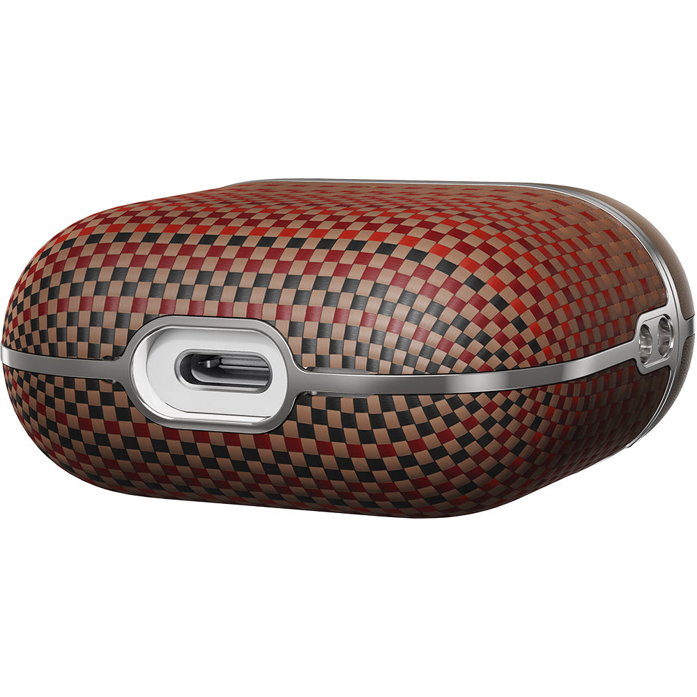 Apple Airpods 4 Kılıf Aramid Fiber Pitaka Tactile Woven Sunset-Moonrise Serisi Kapak Kahverengi