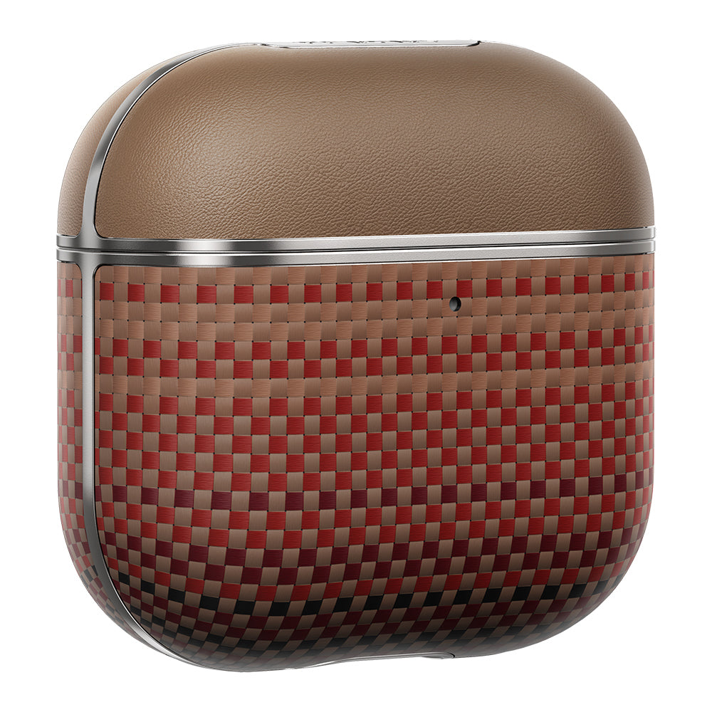 Apple Airpods 4 Kılıf Aramid Fiber Pitaka Tactile Woven Sunset-Moonrise Serisi Kapak Kahverengi