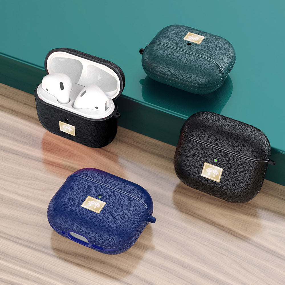 Apple Airpods 4 Kılıf Deri Görünümlü Askı Aparatlı Wlons Kılıf Koyu Yeşil