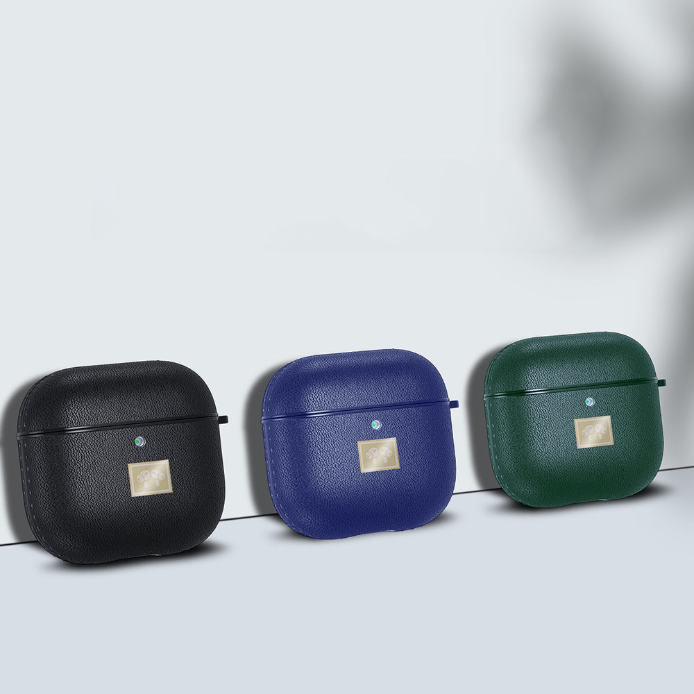 Apple Airpods 4 Kılıf Deri Görünümlü Askı Aparatlı Wlons Kılıf Lacivert