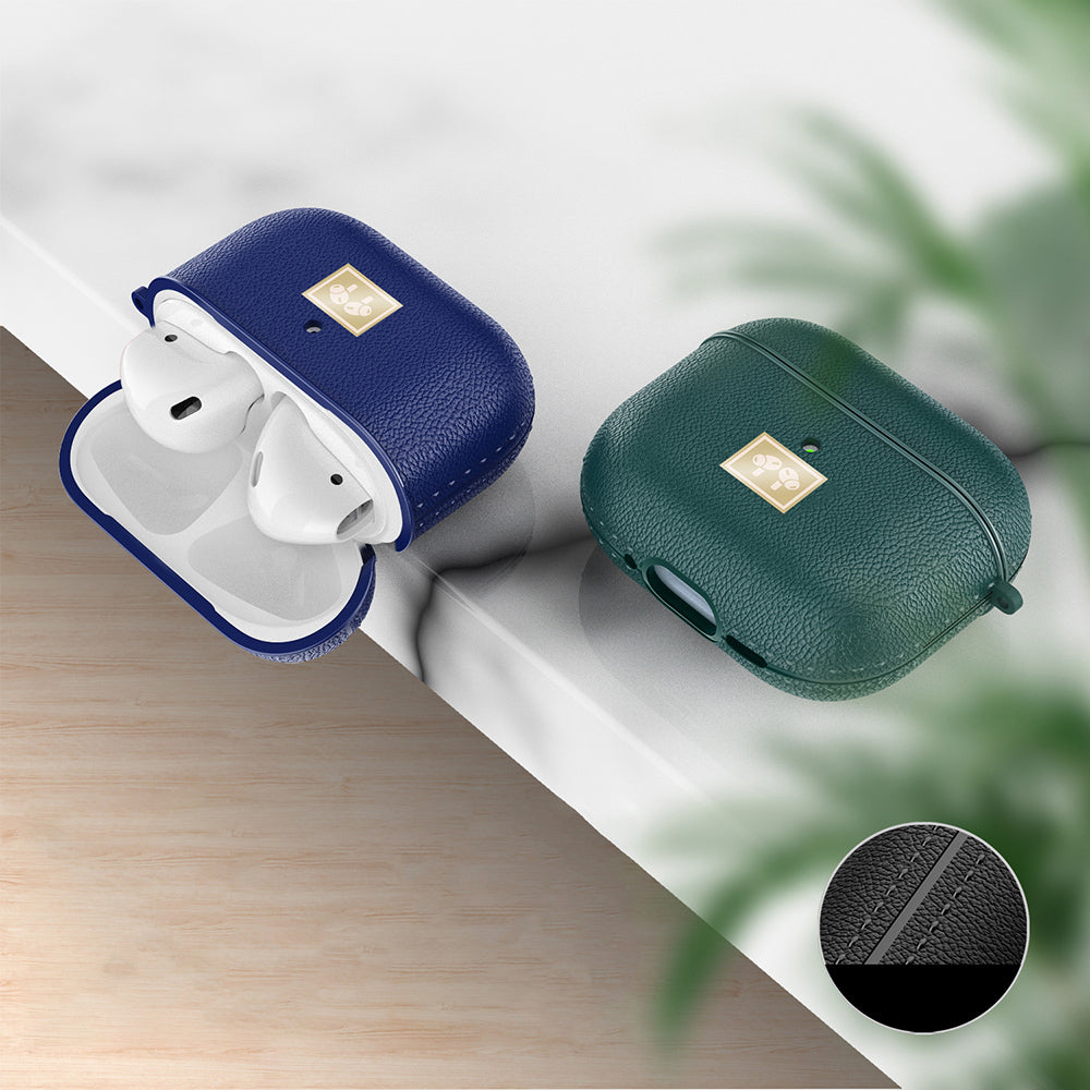 Apple Airpods 4 Kılıf Deri Görünümlü Askı Aparatlı Wlons Kılıf Siyah