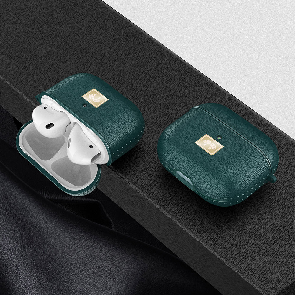 Apple Airpods 4 Kılıf Deri Görünümlü Askı Aparatlı Wlons Kılıf Koyu Yeşil