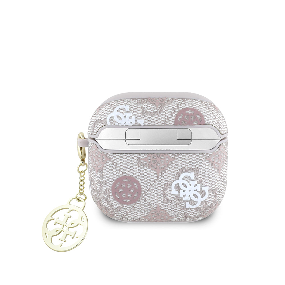 Apple Airpods 4 Kılıf Guess Orjinal Lisanslı 4G Desenli Yazı Logolu Peony Kapak Pembe