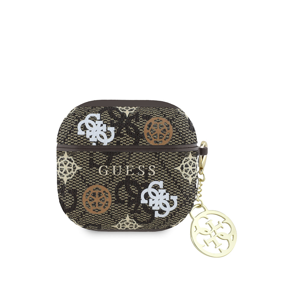 Apple Airpods 4 Kılıf Guess Orjinal Lisanslı 4G Desenli Yazı Logolu Peony Kapak Siyah