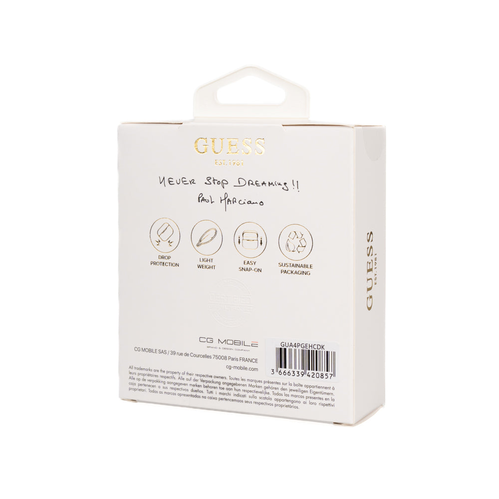 Apple Airpods 4 Kılıf Guess Orjinal Lisanslı Glitter Elmas Kalp Süs Zincirli Kapak Gold