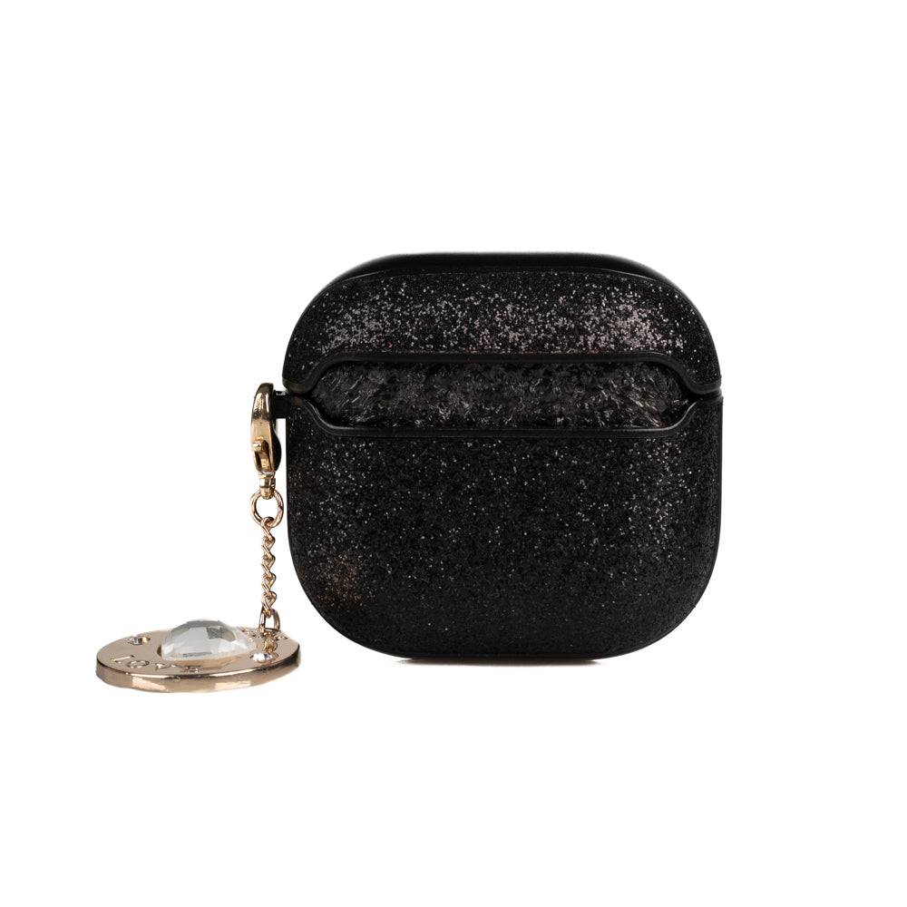 Apple Airpods 4 Kılıf Guess Orjinal Lisanslı Glitter Elmas Kalp Süs Zincirli Kapak Gold