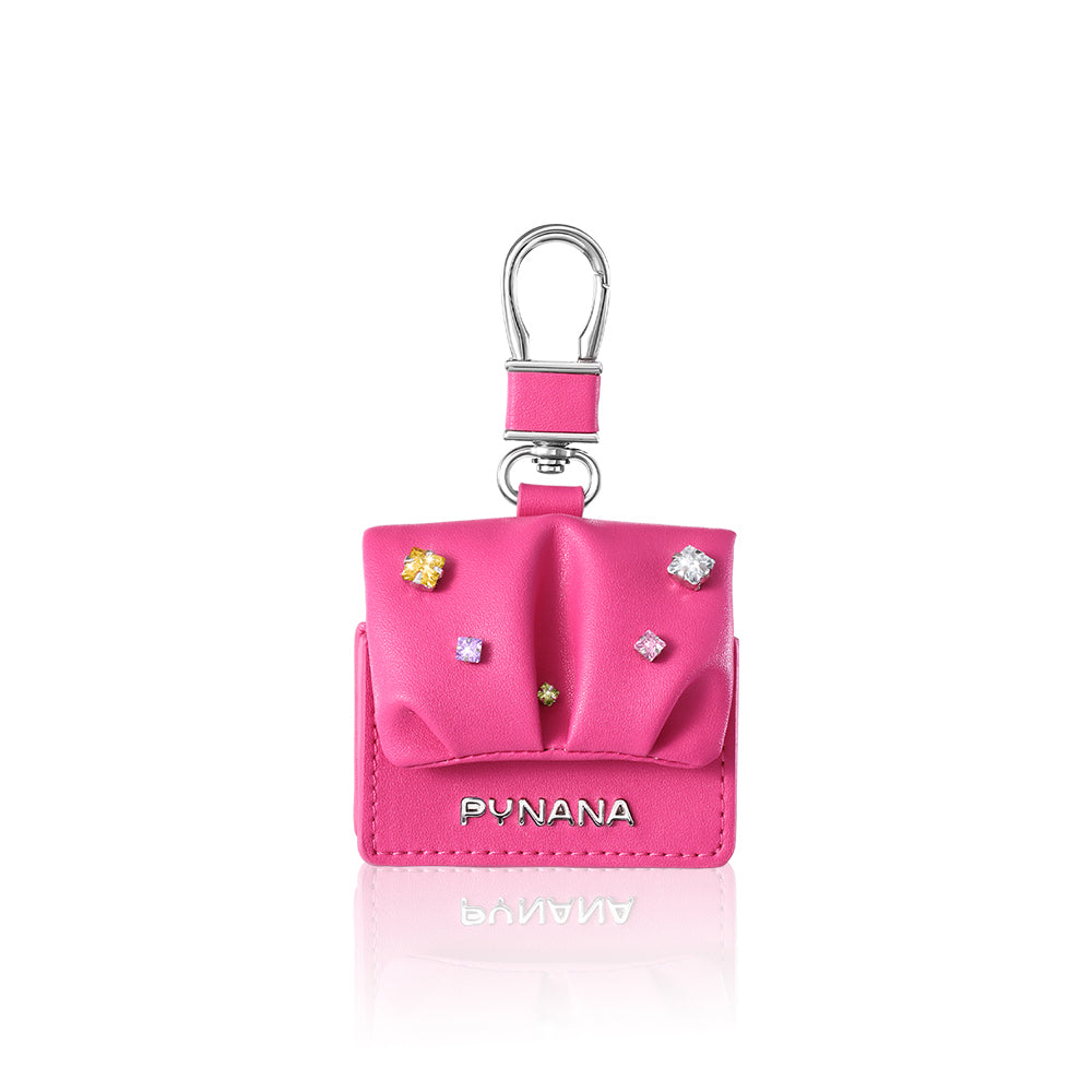 Apple Airpods 4 Kılıf PU Deri Çanta Tasarımlı Taşlı Pynana Sugar Cube Serisi Kapak Bej