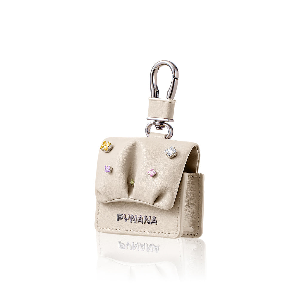 Apple Airpods 4 Kılıf PU Deri Çanta Tasarımlı Taşlı Pynana Sugar Cube Serisi Kapak Mor