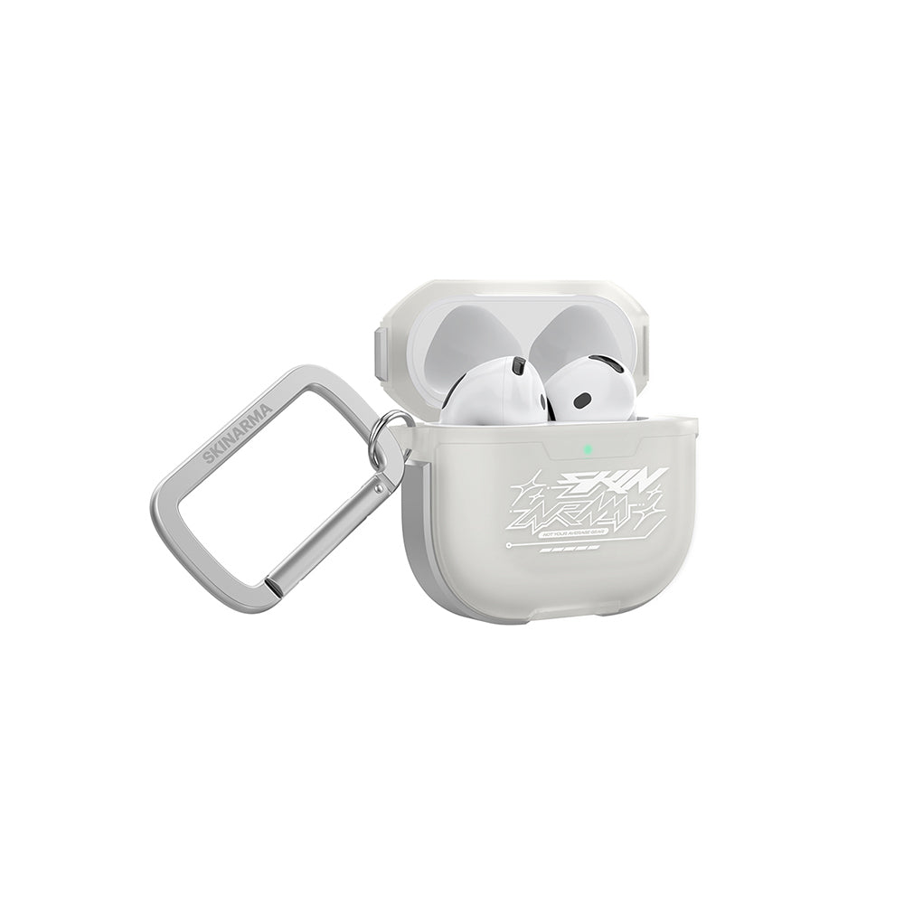 Apple Airpods 4 Kılıf Skinarma Transparan Mat Tasarım Kinzoku Kılıf Beyaz