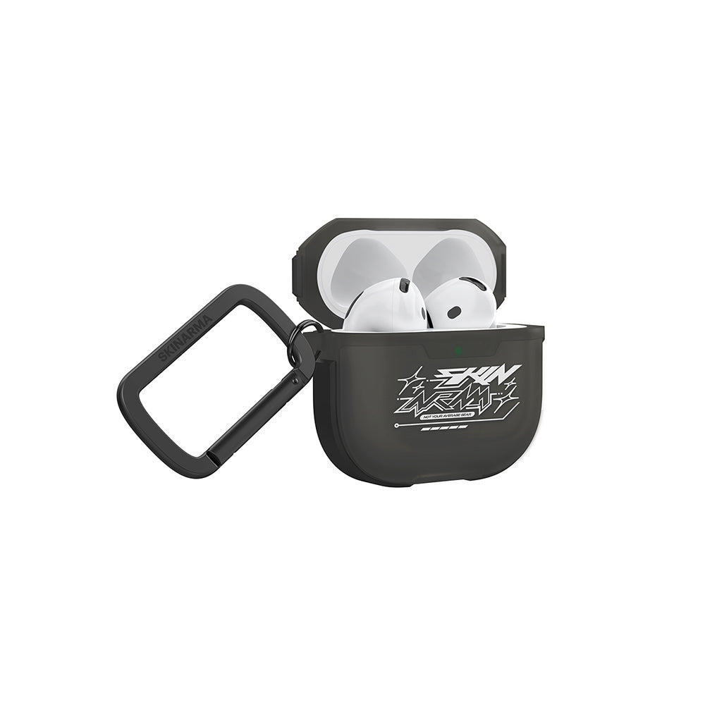 Apple Airpods 4 Kılıf Skinarma Transparan Mat Tasarım Kinzoku Kılıf Siyah