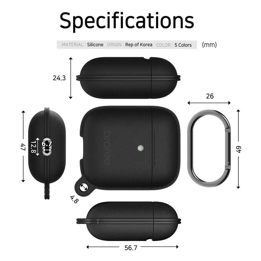 Apple Airpods Kılıf Araree Pops Kapak Siyah