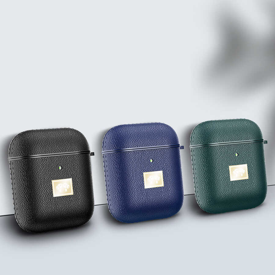 Apple Airpods Kılıf Deri Görünümlü Askı Aparatlı Wlons Kılıf Kırmızı