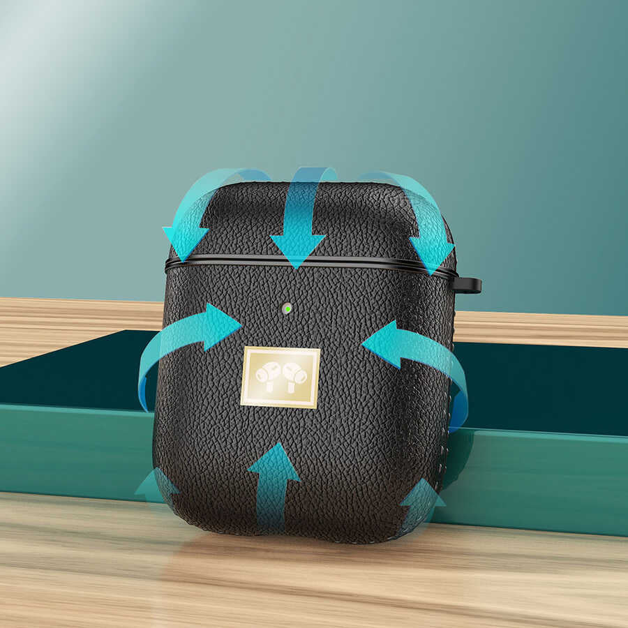 Apple Airpods Kılıf Deri Görünümlü Askı Aparatlı Wlons Kılıf Kırmızı