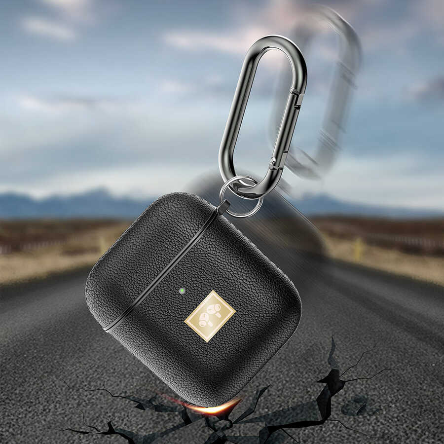 Apple Airpods Kılıf Deri Görünümlü Askı Aparatlı Wlons Kılıf Koyu Yeşil