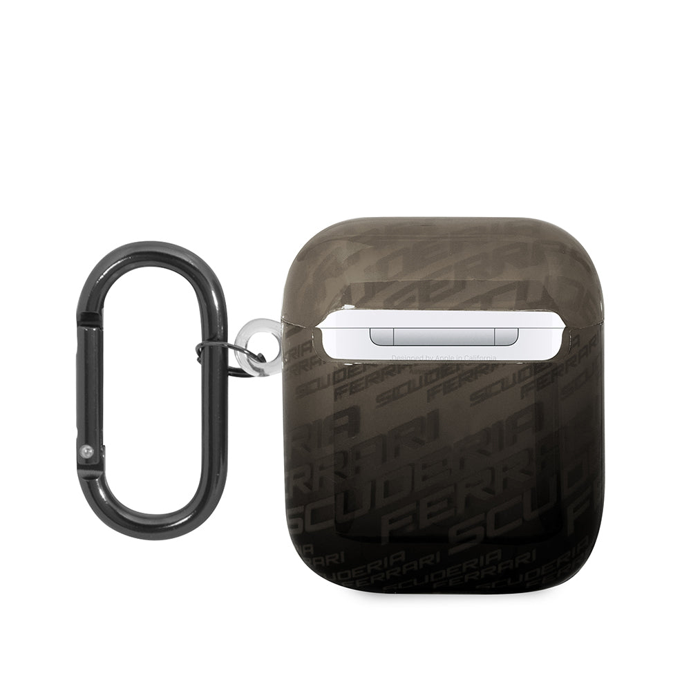Apple Airpods Kılıf Ferrari Orjinal Lisanslı IML Baskılı Klasik Logolu SF Desenli TPU Kılıf Siyah