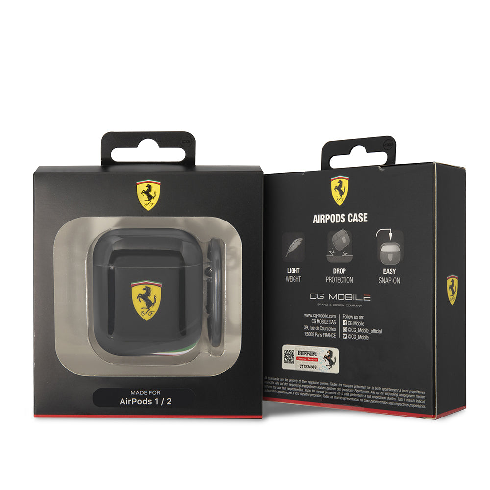 Apple Airpods Kılıf Ferrari Orjinal Lisanslı IML Baskılı Klasik Logolu TPU Kılıf Sarı