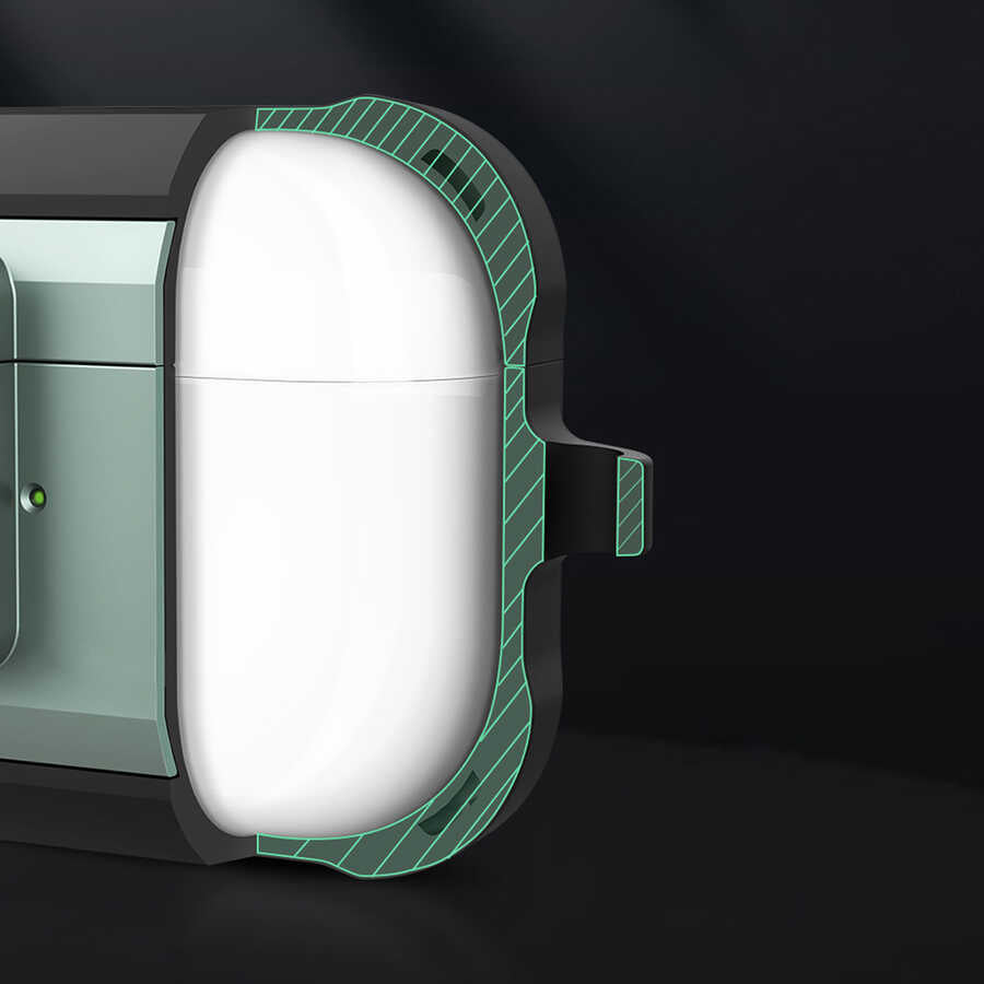 Apple Airpods Kılıf Wiwu Mecha Kılıf Siyah-Yeşil