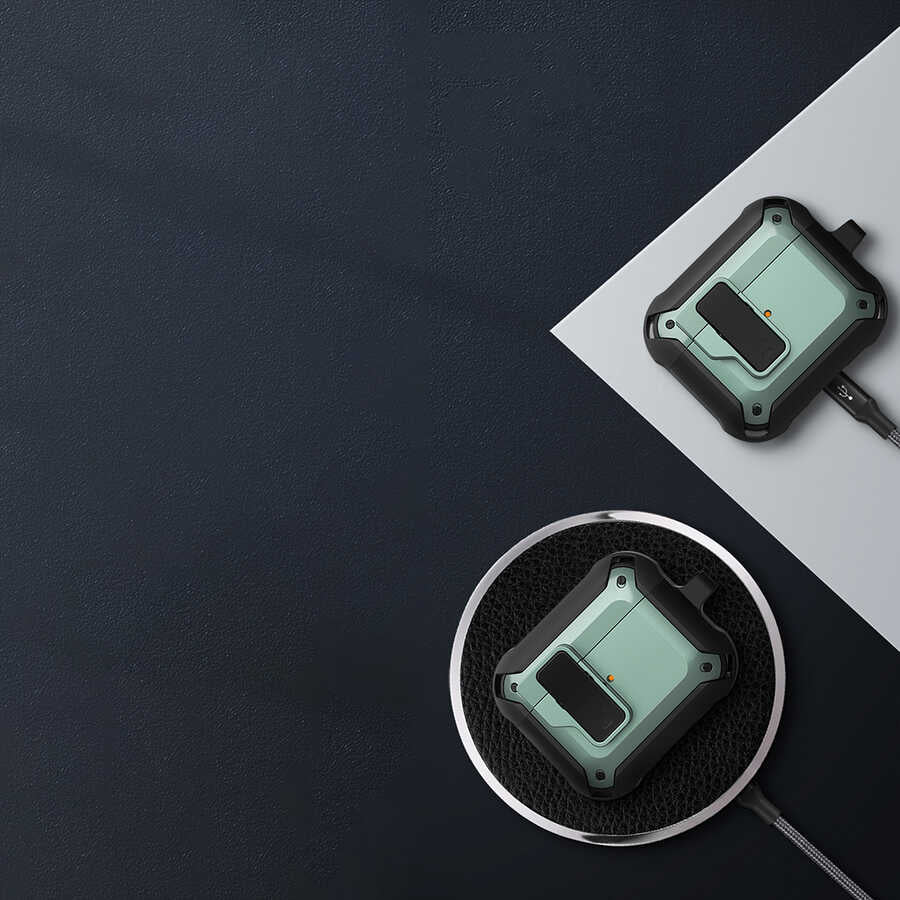 Apple Airpods Kılıf Wiwu Mecha Kılıf Siyah-Mavi