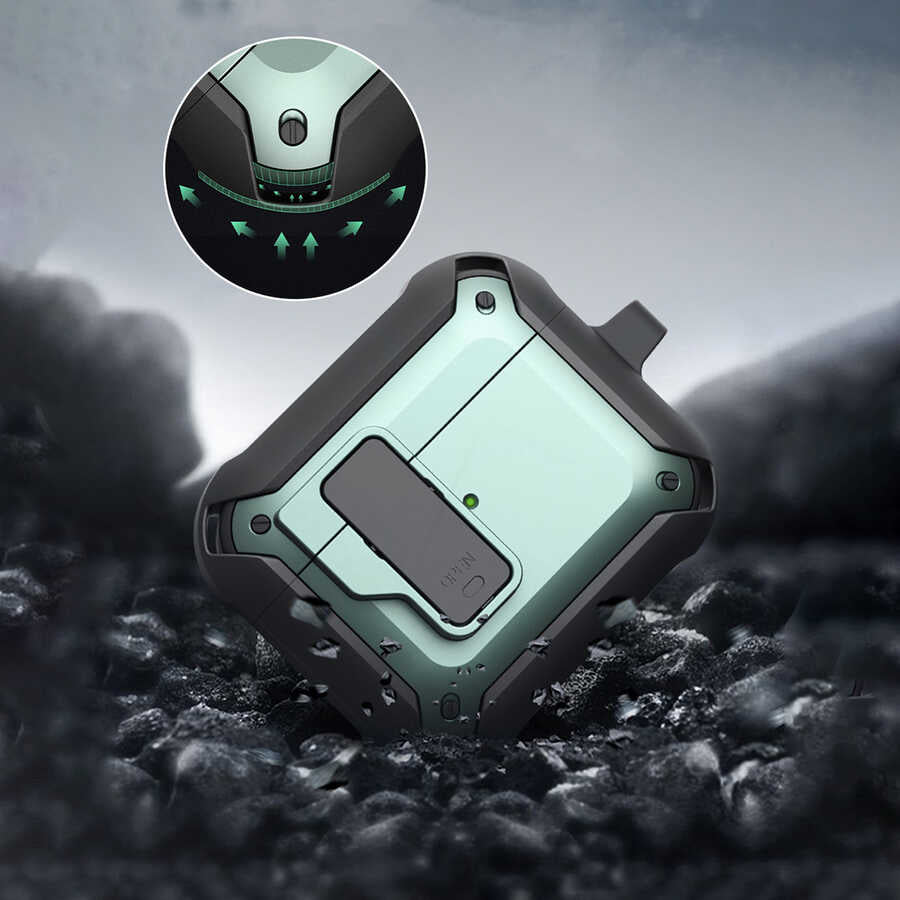 Apple Airpods Kılıf Wiwu Mecha Kılıf Siyah-Mavi