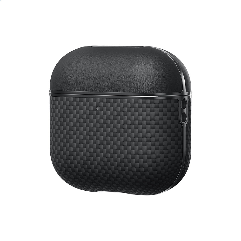 Apple Airpods Pro 2 Kılıf 1500D Aramid Fiber Pitaka Ultra-Slim Classic Serisi Black-Grey Twill Kapak Siyah-Gri